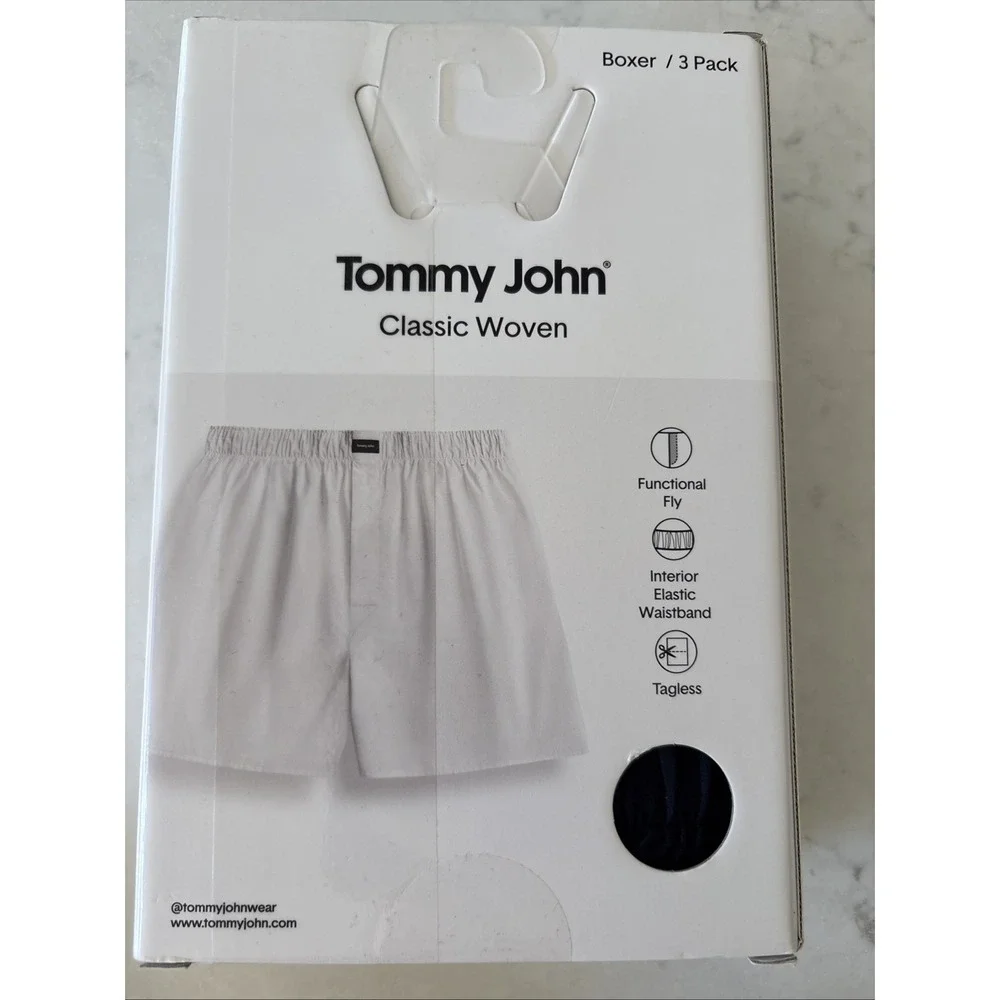 Tommy John Men's Boxer shorts Classic Woven 3pk 100% cotton logo size M New